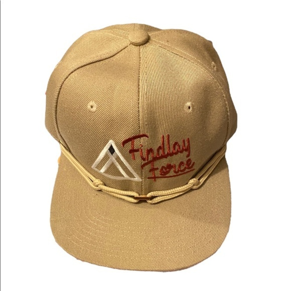 Findlay Force Snapback Rope Adjustable Tan Khaki and Brown Trucker Hat.
